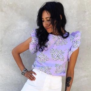 Nooworks Micotti Snakes Ruffle Sleeve Top S